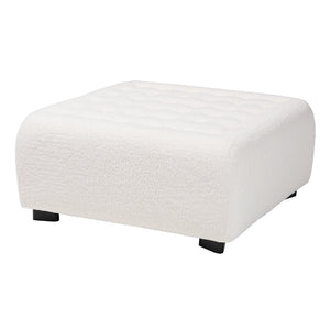 Baxton Studio Baxton Studio Athena Modern Ivory Boucle Ottoman - Versatile Square Design for Chic Interiors 2211-Beige-Ottoman