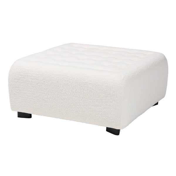 Baxton Studio Baxton Studio Athena Modern Ivory Boucle Ottoman - Versatile Square Design for Chic Interiors 2211-Beige-Ottoman