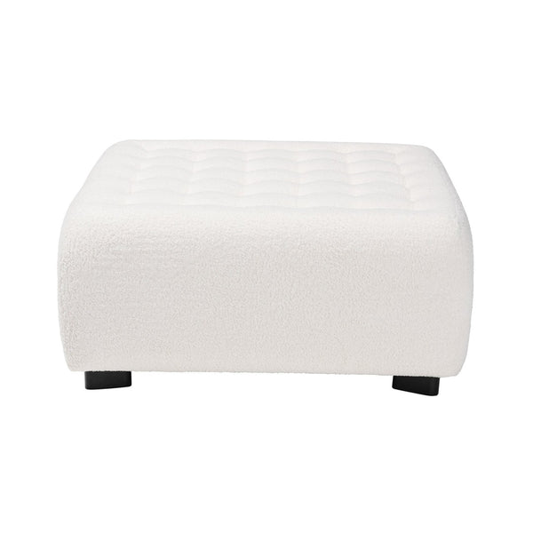 Baxton Studio Baxton Studio Athena Modern Ivory Boucle Ottoman - Versatile Square Design for Chic Interiors 2211-Beige-Ottoman