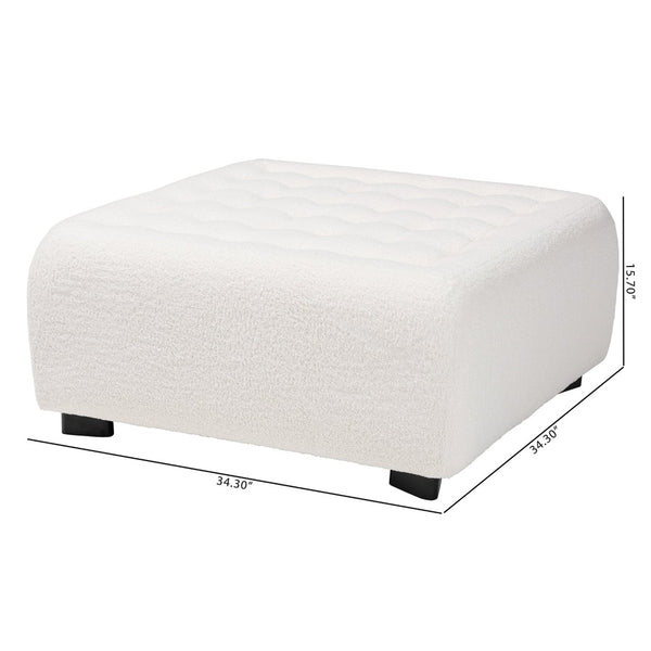 Baxton Studio Baxton Studio Athena Modern Ivory Boucle Ottoman - Versatile Square Design for Chic Interiors 2211-Beige-Ottoman