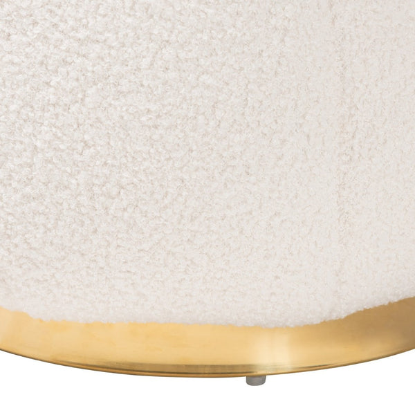 Baxton Studio Baxton Raelynn Modern Ivory Boucle Ottoman with Gold Metal Base – Chic Accent for Any Room 2212-Beige-Ottoman