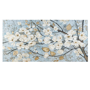 Madison Park Luminous Bloom Transitional Gold Foil and Hand Embellished Floral Canvas Wall Art MP95C-0208 Blue