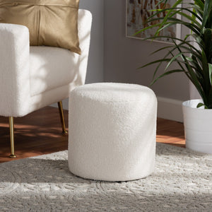 Baxton Studio Baxton Studio Tori Modern Ivory Boucle Ottoman - Chic Round Footstool for Stylish Living Spaces 1708A-Beige-Ottoman