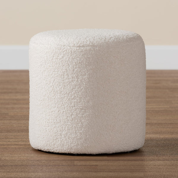 Baxton Studio Baxton Studio Tori Modern Ivory Boucle Ottoman - Chic Round Footstool for Stylish Living Spaces 1708A-Beige-Ottoman