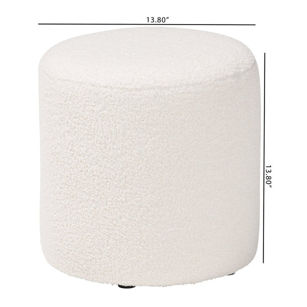 Baxton Studio Baxton Studio Tori Modern Ivory Boucle Ottoman - Chic Round Footstool for Stylish Living Spaces 1708A-Beige-Ottoman