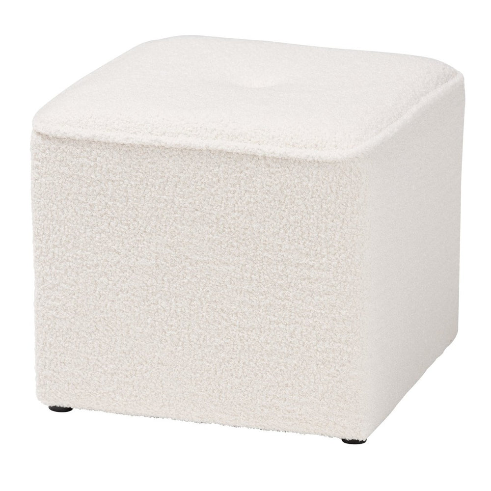 Baxton Studio Baxton Studio Modern Ivory Boucle Ottoman - Stylish, Compact Footrest & Extra Seating Solution 1709A-Beige-Ottoman