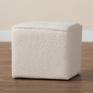 Baxton Studio Baxton Studio Modern Ivory Boucle Ottoman - Stylish, Compact Footrest & Extra Seating Solution 1709A-Beige-Ottoman