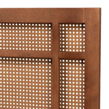 Baxton Studio Katrice Mid-Century Modern Ash Walnut Finished Wood Queen Size Headboard with Rattan