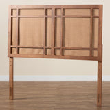 Baxton Studio Katrice Mid-Century Modern Ash Walnut Finished Wood Queen Size Headboard with Rattan