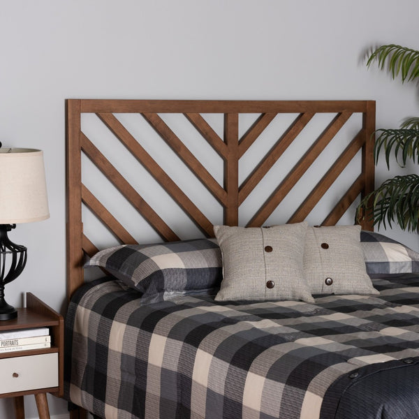 Baxton Studio Baxton Belisma Modern Queen Size Headboard - Ash Walnut Finish, Adjustable Heights & Chevron Design MG9785-Ash Walnut-HB-Queen