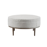 Madison Park Harriet Transitional Upholstered Round Cocktail Ottoman with Metal Base 34" Dia MP101-1214 Grey