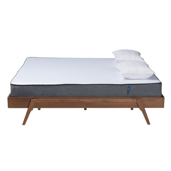 Baxton Studio Baxton Studio Sarita Mid-Century Modern Wood Bed Frame with Ash Walnut Finish and Slat Support King MG0094-Ash Walnut-Bed Frame-King