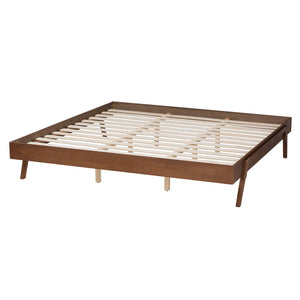 Baxton Studio Baxton Studio Sarita Mid-Century Modern Wood Bed Frame with Ash Walnut Finish and Slat Support King MG0094-Ash Walnut-Bed Frame-King