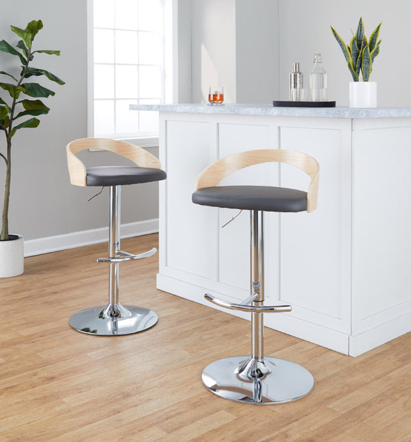 English Elm Adjustable Swivel Barstools Set of 3 Faux Leather Chrome Base Kitchen Counter Seating B202S02032