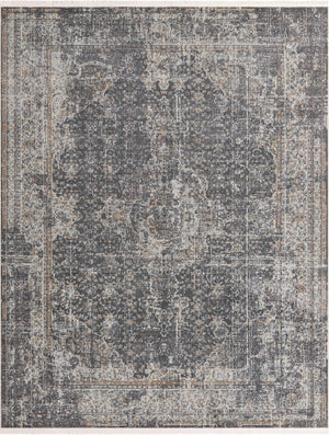 Unique Loom Baracoa La Cabana Machine Made Border Rug Fume Gray, Brown/Ivory/Gray/Tan/Light Blue 8' 4" x 10' 0"