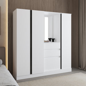 English Elm Kamelot Armoire with Double Doors and Shelves, Hanging Rod, Spacious Kronos Finish Wardrobe Storage White 74.8 L x 24.02 W x 5.51 H B200S00441