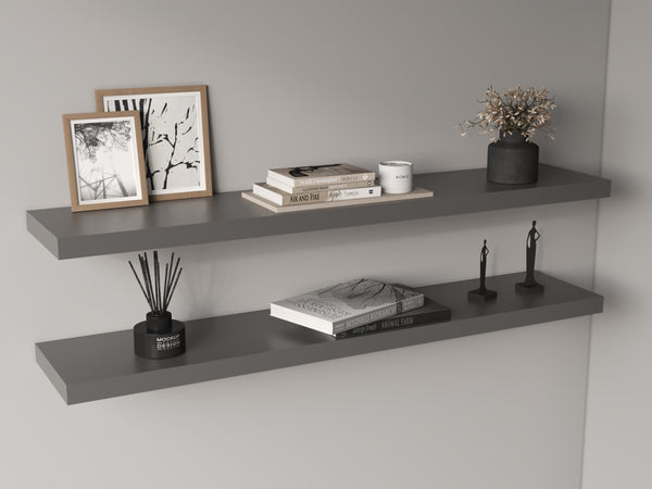 English Elm Ecco Floating Shelves Set of 2 47" – Sleek Matte MDF Wall-Mounted Storage with Hidden Brackets for Stylish Organization and Display Grey 49 L x 11 W x 4 H B070P286446