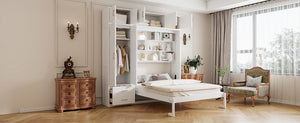 English Elm Queen Murphy Bed with Integrated Desk Cabinet Shelves Space Saving Studio Solution White N708S00022K-3