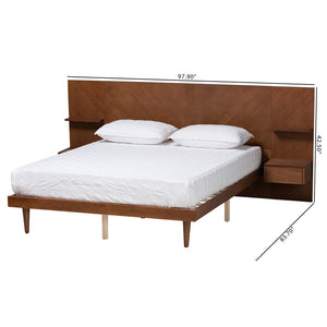 Baxton Studio Baxton Studio Graham Queen Platform Bed with Storage, Built-In Nightstands & Mid-Century Style MG0107-Ash Walnut-Queen
