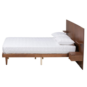 Baxton Studio Baxton Studio Graham Queen Platform Bed with Storage, Built-In Nightstands & Mid-Century Style MG0107-Ash Walnut-Queen