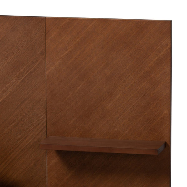 Baxton Studio Baxton Studio Graham Queen Platform Bed with Storage, Built-In Nightstands & Mid-Century Style MG0107-Ash Walnut-Queen