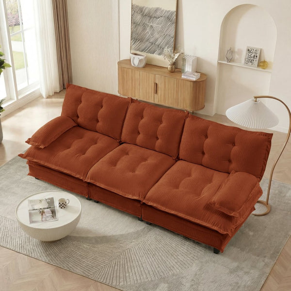 English Elm 107" Modular Cloud Sectional Sofa Deep Seat Chenille Upholstered Living Room Couch Orange W714S01737