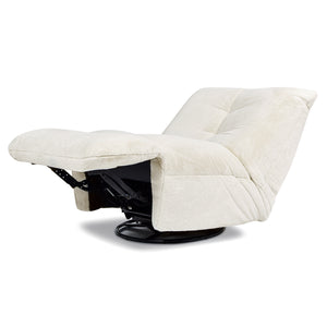 English Elm Jennifer Taylor Home - Rearden Oversized 35.5" Swivel Glider Recliner Chair in Pearl White Faux Sherpa Fur with Storage Pocket B2719P238499