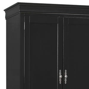 English Elm Elegant Black Traditional Armoire with Intricate Wood Detail, 78"H x 40"W, Ready-Assembled Storage Charm B078S00032