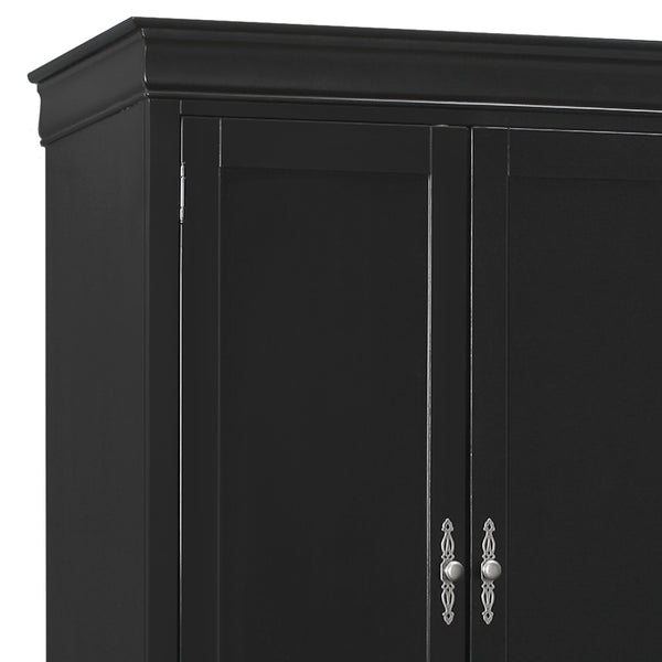 English Elm Elegant Black Traditional Armoire with Intricate Wood Detail, 78"H x 40"W, Ready-Assembled Storage Charm B078S00032