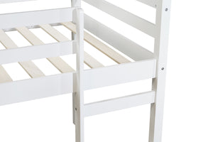 English Elm Solid Twin Loft Bed with Ladder and Reinforced Slats for Storage-Friendly, Space-Saving Bedrooms White W504P190951
