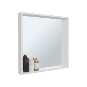 English Elm Quilcene Flush Mount Mirrored Medicine Cabinet White Lacquer Minimalist Bathroom B092P439894