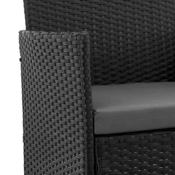 English Elm Imperia 3-Piece Conversation Set with Removable Washable Cushions, Tempered Glass End Table, Weatherproof Rattan Frame Grey B365P398239