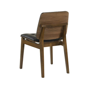 English Elm Set Of 2 Black Tufted Leatherette Dining Chairs With Walnut Finish – Modern Comfort & Style B016P369240-GIGA