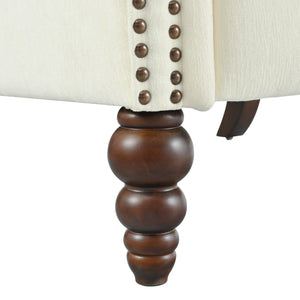 English Elm Christopher Knight Home® - 29.75" Push Back Recliner Chair with Wingback Design, Gourd Wooden Legs, Polyester Upholstery, Cozy Comfort Beige N763P201072A