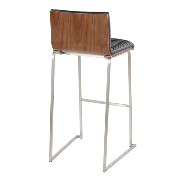 English Elm Mason Mara 30" Fixed-Height Barstools In Stainless Steel & Walnut Wood - Stylish Set Of 2 For Home Bars B202P222251