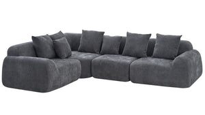 English Elm Oversized Velvet Cloud Sectional with Memory Foam Cushioning and L-shape Chaise Lounge Grey W3728S00014