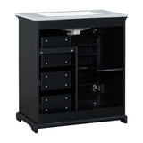 English Elm 30" Bathroom Vanity With Sink, One Package, Black Bathroom Cabinet With Drawers, Solid Frame and Mdf Board