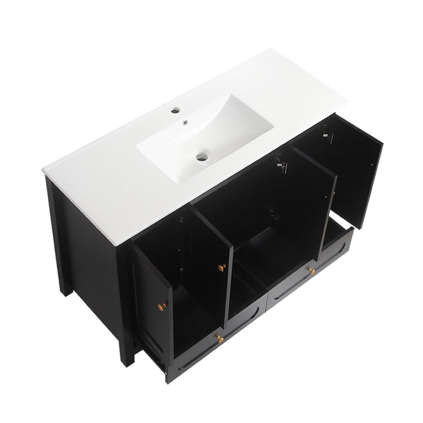 English Elm A Matte Black 48 Inch Bathroom Vanity with Soft Close Doors and Drawer Storage W3133P326085