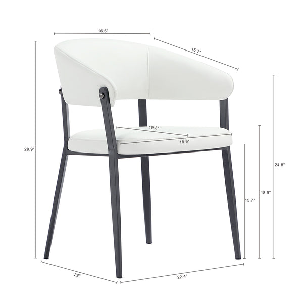 English Elm Belle Metal Upholstered Dining Chair with Foam Seat, Curved Backrest, Stitched Leatherette Comfort White B365P397755