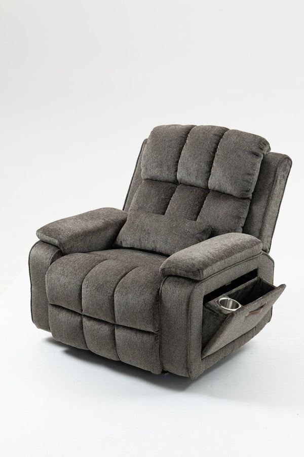 English Elm Oversized Power Lift Recliner Chair with Massage Heating and Usb Charging for Living Room Dark Grey W547S00073