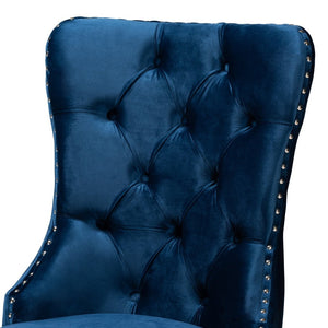 Baxton Studio Baxton Studio Honora Luxe Navy Velvet Dining Chair Set with Silver Accents - Glam Wingback Design F459-Navy Blue Velvet-DC
