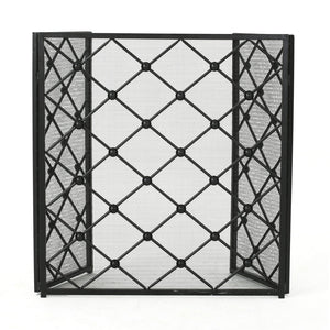 English Elm Christopher Knight Home® - FIRE Black Iron Fireplace Screen 34x31x4.5 Protective Mesh Guard Heat-Resistant Durable Design 61128.00