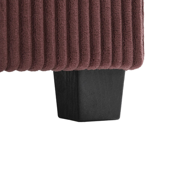 English Elm UNITED Corduroy L-Shaped Sectional Sofa with Storage Ottoman, USB Ports, Cup Holders & LED Lighting WINE RED W1568P332410