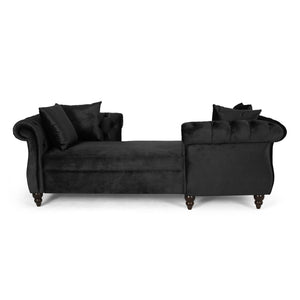 English Elm Christopher Knight Home® - Chaise Lounge In Luxurious Black Velvet With Accent Pillows – Elegant Comfort For Any Space 67581.00ABLK
