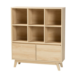 Baxton Studio Baxton Studio Danina Japandi Oak Brown Bookshelf - Modern Storage with Open Shelves & Cabinets LCF20211236-Pine Bookshelf