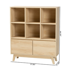 Baxton Studio Baxton Studio Danina Japandi Oak Brown Bookshelf - Modern Storage with Open Shelves & Cabinets LCF20211236-Pine Bookshelf