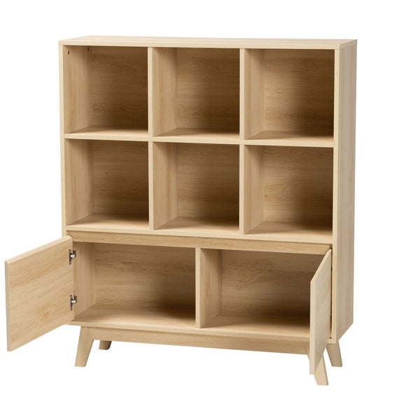 Baxton Studio Baxton Studio Danina Japandi Oak Brown Bookshelf - Modern Storage with Open Shelves & Cabinets LCF20211236-Pine Bookshelf