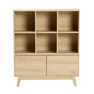 Baxton Studio Baxton Studio Danina Japandi Oak Brown Bookshelf - Modern Storage with Open Shelves & Cabinets LCF20211236-Pine Bookshelf