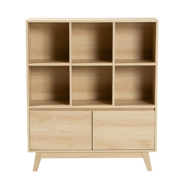 Baxton Studio Baxton Studio Danina Japandi Oak Brown Bookshelf - Modern Storage with Open Shelves & Cabinets LCF20211236-Pine Bookshelf