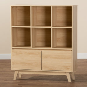 Baxton Studio Baxton Studio Danina Japandi Oak Brown Bookshelf - Modern Storage with Open Shelves & Cabinets LCF20211236-Pine Bookshelf